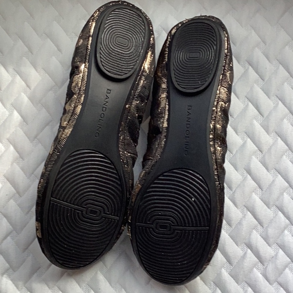 Bandolino Black and Gold Patterned Flats - Picture 4 of 5
